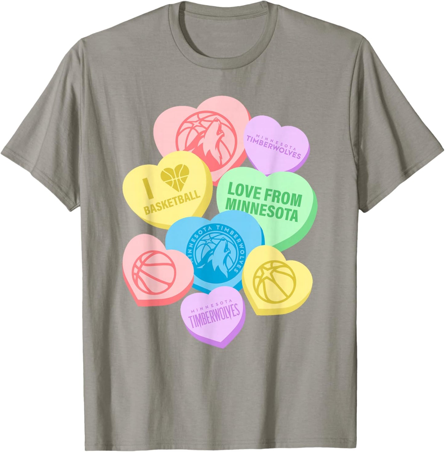 NBA Minnesota Timberwolves Valentine's Day Candy Hearts T-Shirt - T-Shirt | Sand