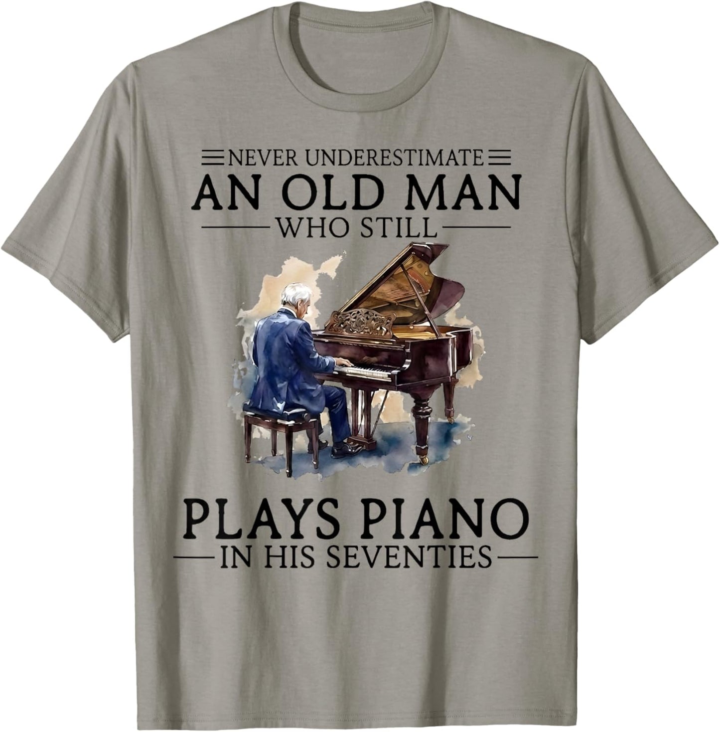 Vintage Old Man Piano Musician Gifts Women Kids T-Shirt - T-Shirt | Sand
