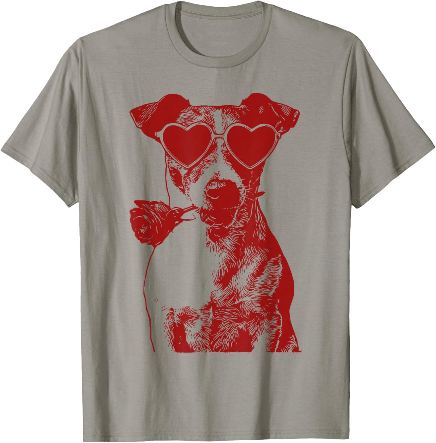 Valentine Jack Russell Romantic Dog Sunglasses T-Shirt - T-Shirt | Sand