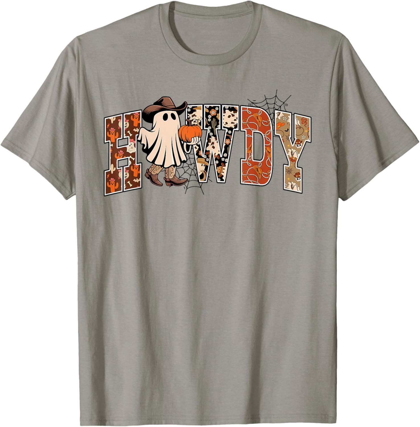 Western Ghost Howdy Halloween Cowboy Boots Spooky Season T-Shirt - T-Shirt | Sand