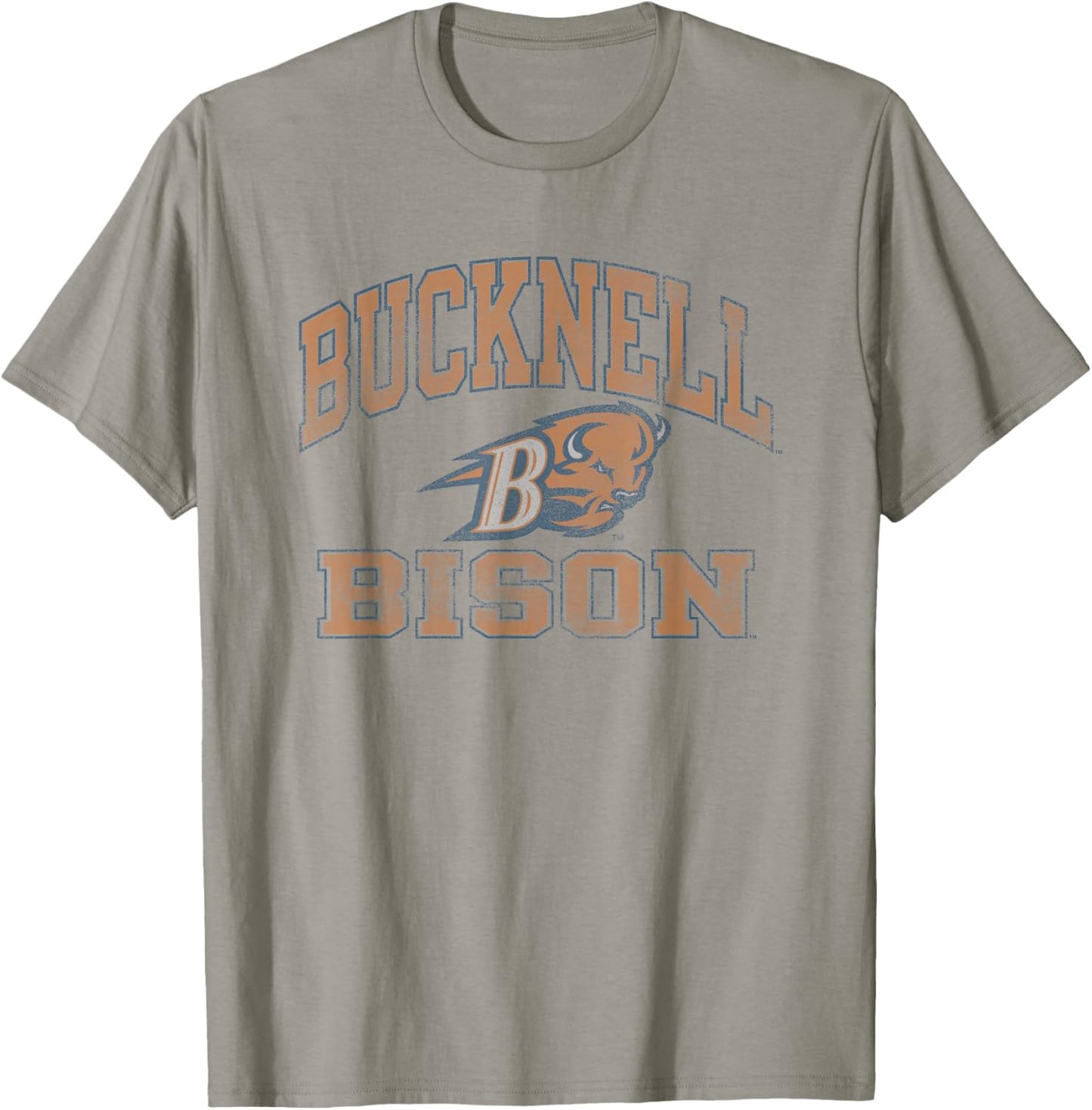 Bucknell Bison Vintage Worn Gray Officially Licensed T-Shirt - T-Shirt | Sand