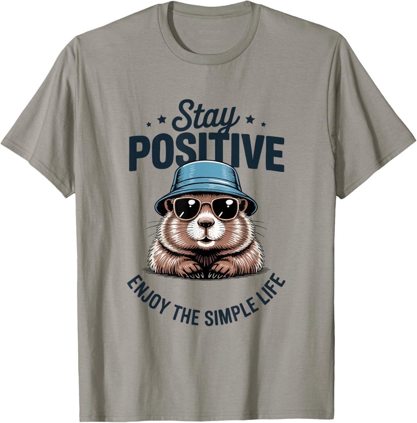 Motif Castor Mignon Stay Positive Funny Graphic T-Shirt - T-Shirt | Sand
