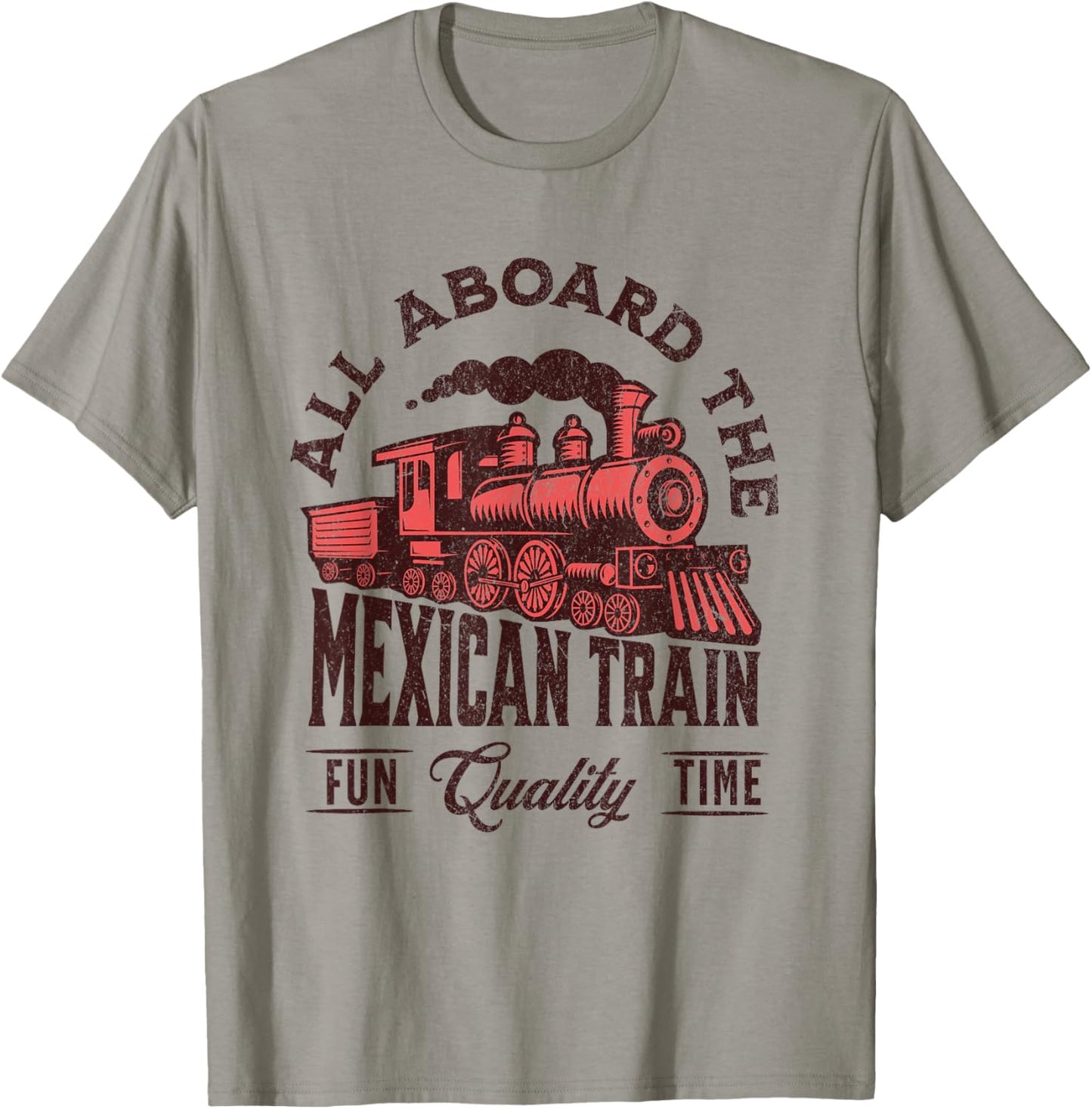 Mexican Train Dominoes All Aboard the Mexican Train Fun Time T-Shirt - T-Shirt | Sand