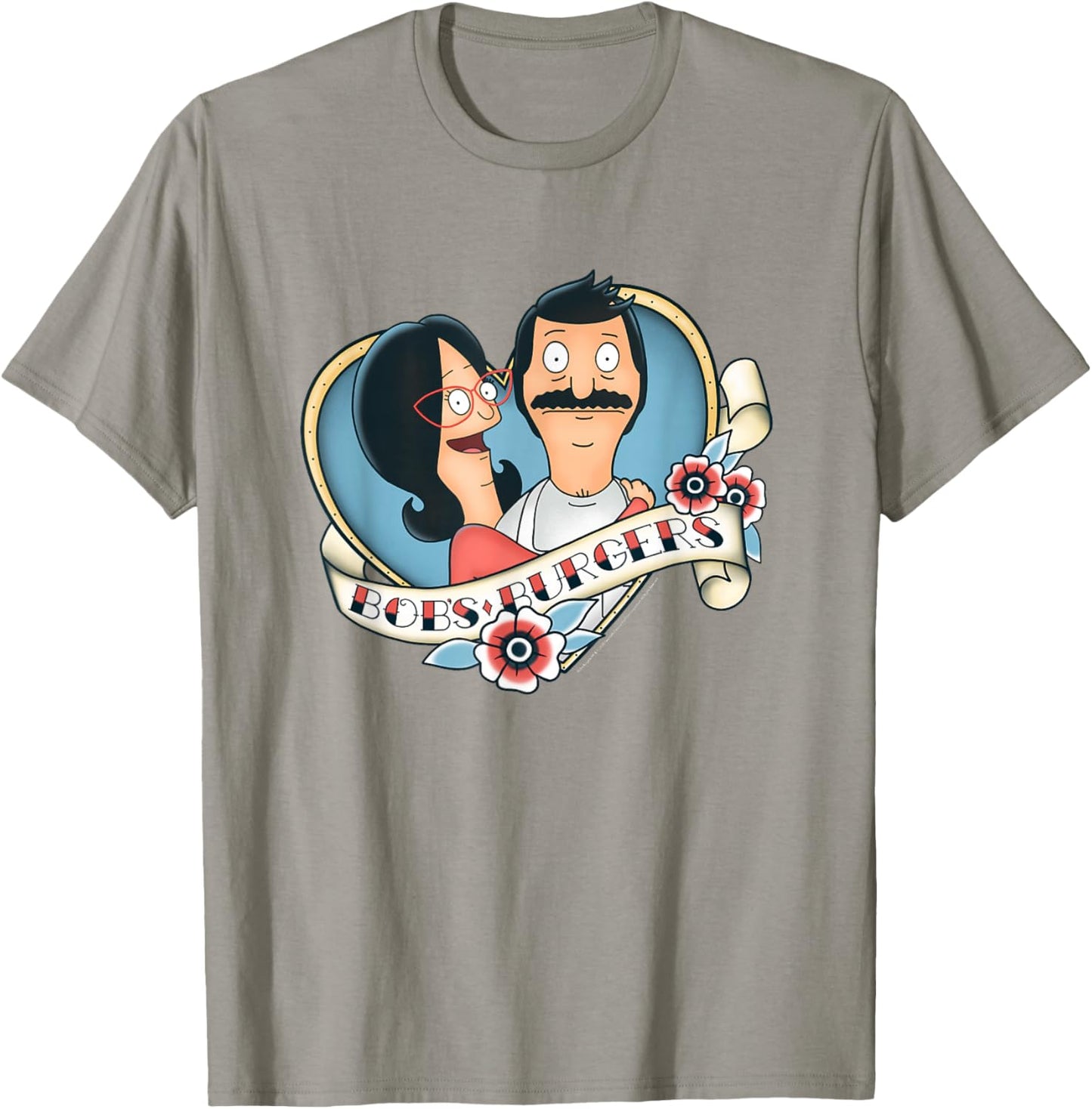 Bob's Burgers Bob and Linda Heart Shape Tattoo Style Logo T-Shirt - T-Shirt | Sand