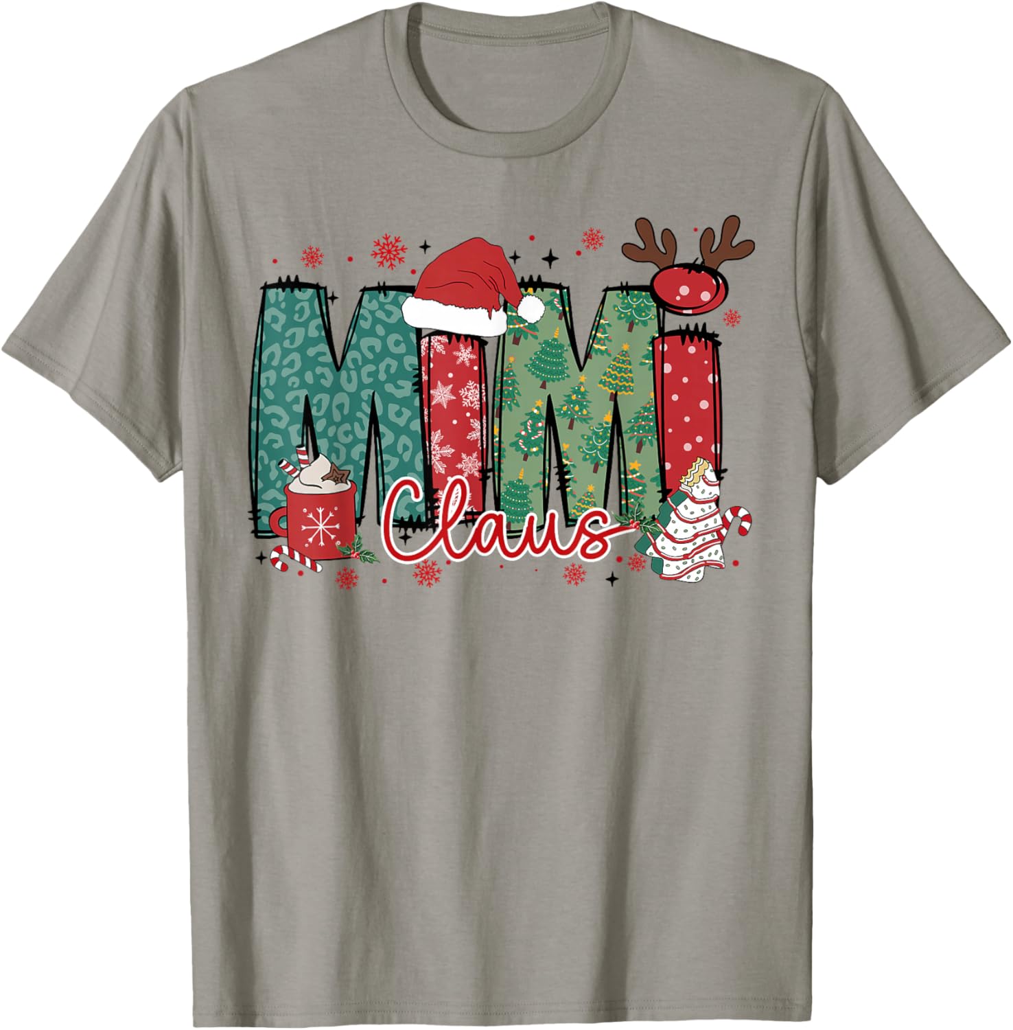 Mimi Claus Christmas Pajama Santa Claus Family Matching T-Shirt - T-Shirt | Sand