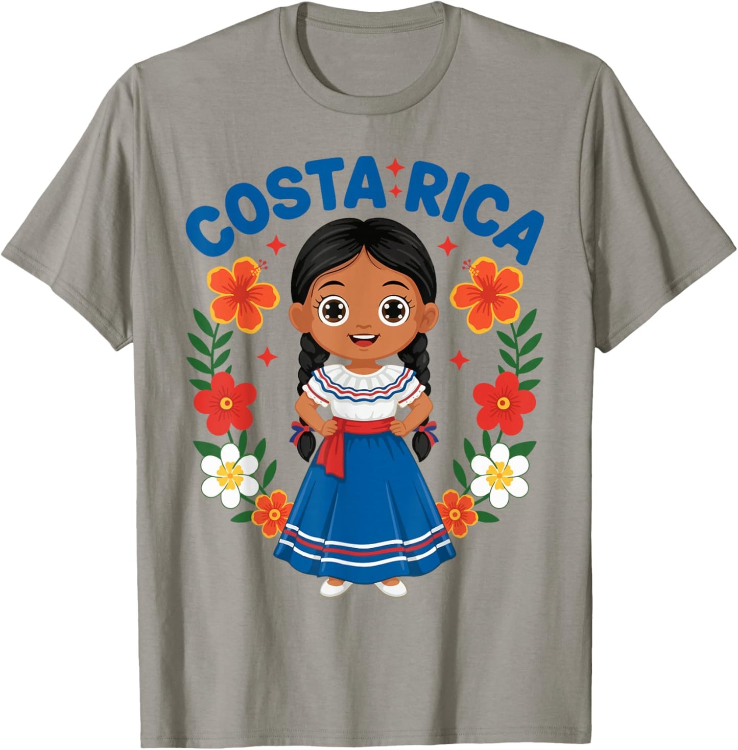 Costa Rica Costa Rican Girl Traditional Dress Heritage T-Shirt - T-Shirt | Sand