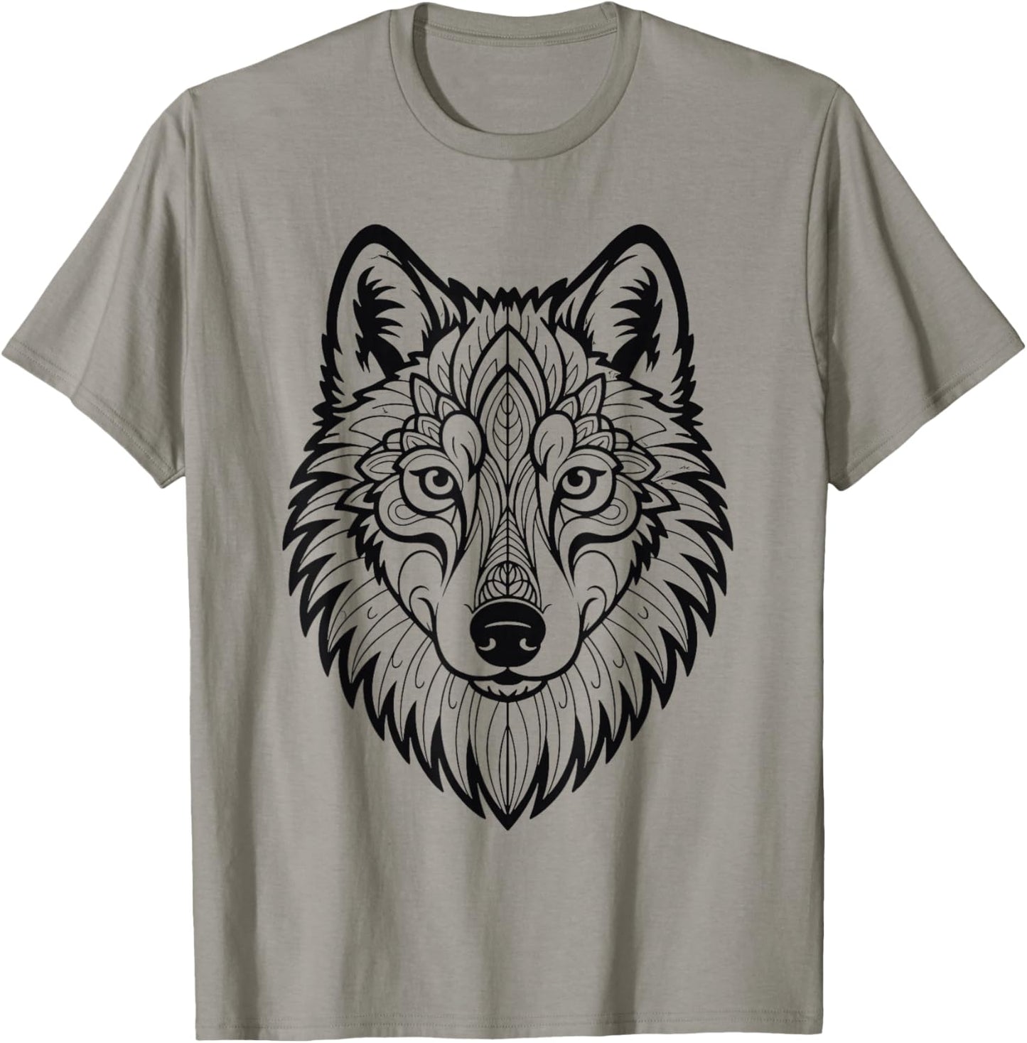 Wolf Mandala ausmalen selbst bemalen anmalen T-Shirt - T-Shirt | Sand