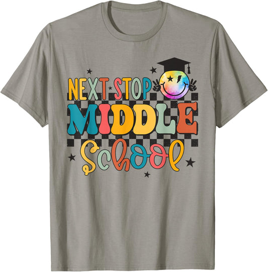 Next Stop Middle School Elementary School Graduation 2024 T-Shirt - T-Shirt | Sand