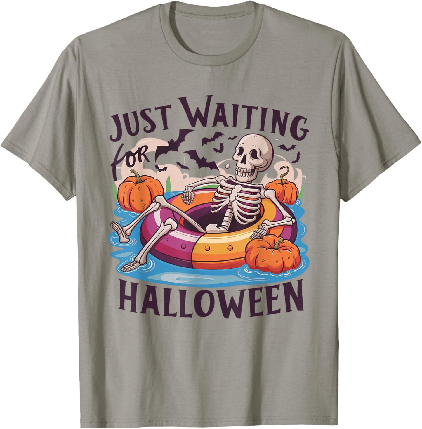 Funny Skeleton Just Waiting For Halloween T-Shirt - T-Shirt | Sand