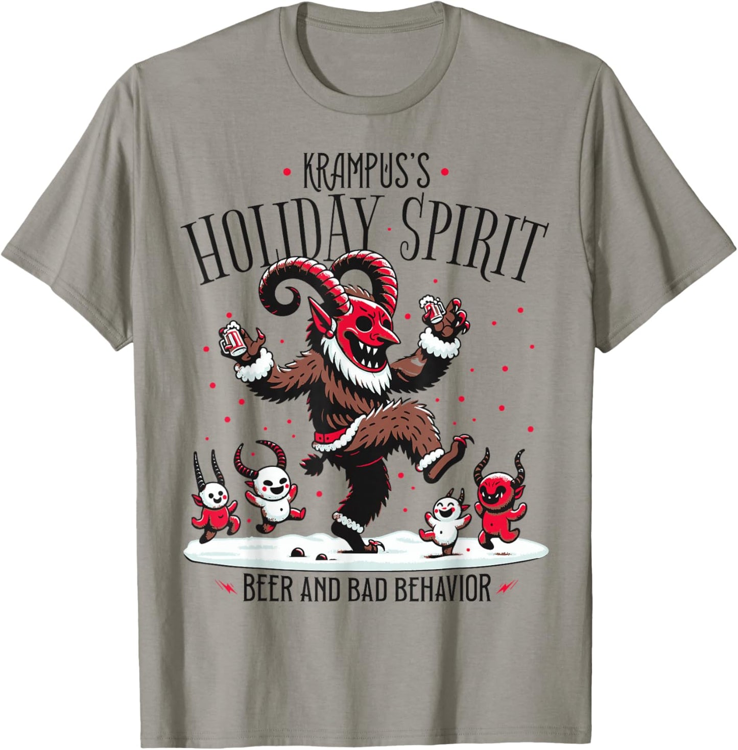 Krampus Holiday Spirit Design With Dancing Demons T-Shirt - T-Shirt | Sand