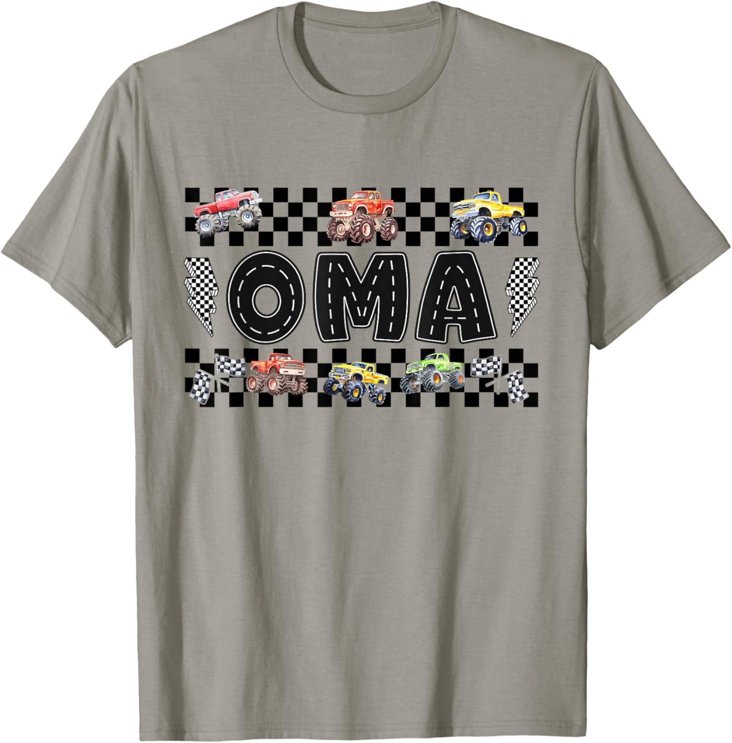 Oma Retro Monster Truck Family Crew Birthday Matching T-Shirt - T-Shirt | Sand