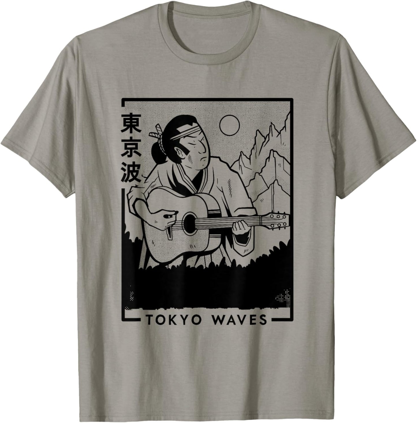 Samouraï Jouant de la Guitare - Futurisme Japonais - Art Japonais T-Shirt - T-Shirt | Sand