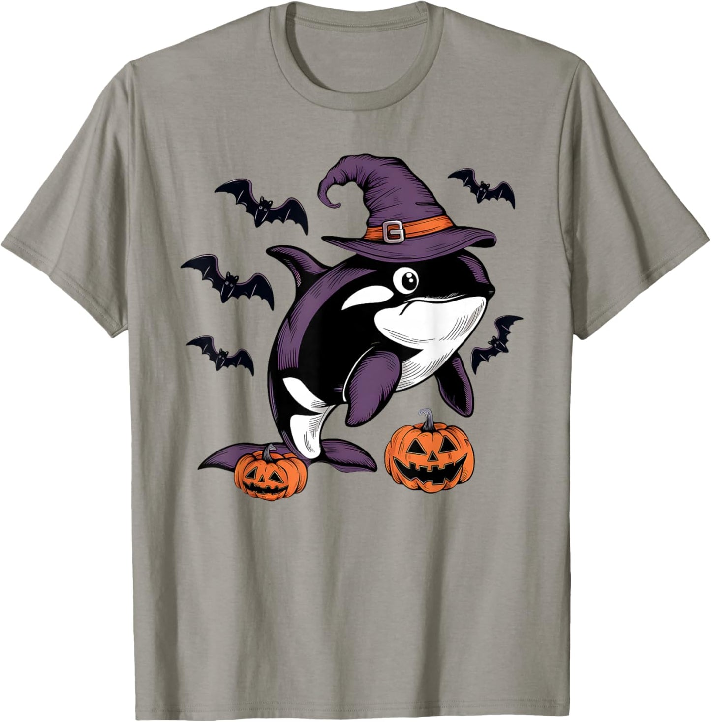 Funny Pumpkin Bat Witch Costume Orca Halloween T-Shirt - T-Shirt | Sand