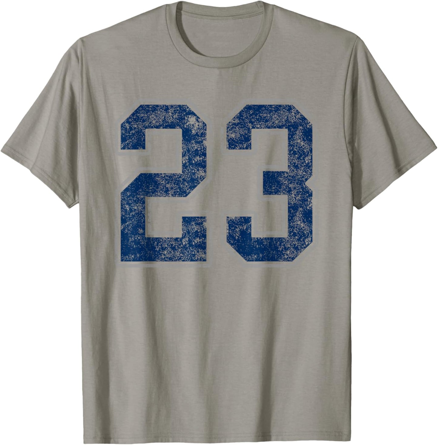 Number 23 Navy Silver White Grunge Player Jersey Fan T-Shirt - T-Shirt | Sand