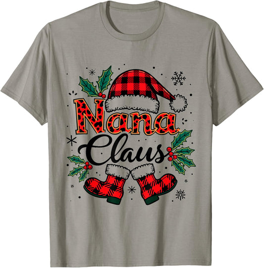 Nana Claus Santa Hat Christmas lights family Xmas Men Women T-Shirt - T-Shirt | Sand