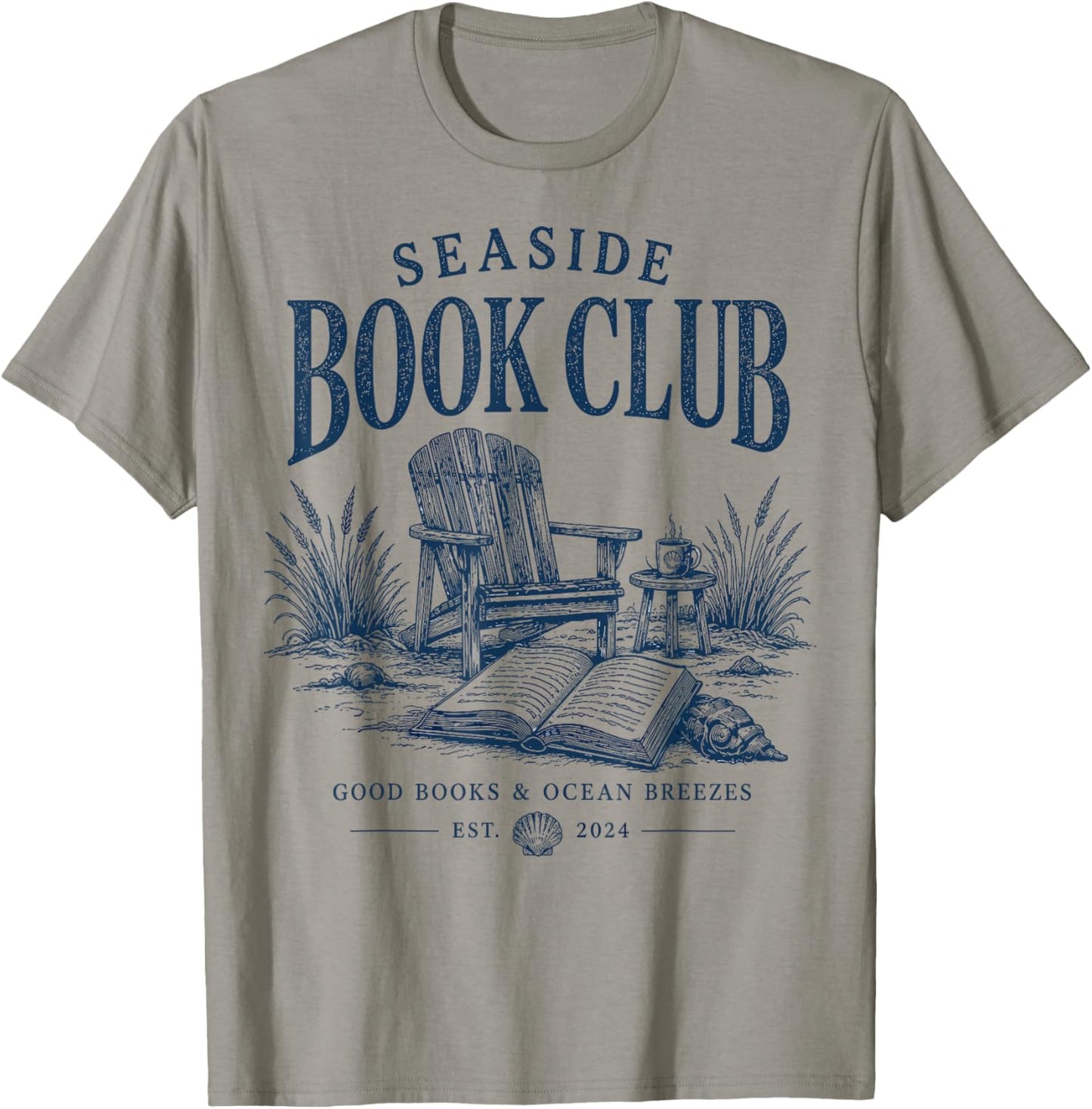 Seaside Book Club Vintage Beach Reader T-Shirt - T-Shirt | Sand