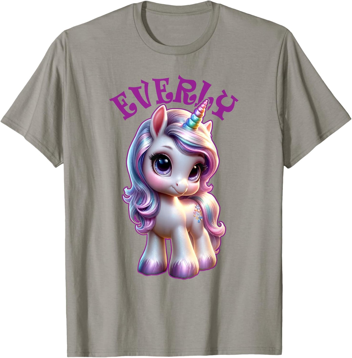 Everly Cute Unicorn Design for Girls Name Everly T-Shirt - T-Shirt | Sand
