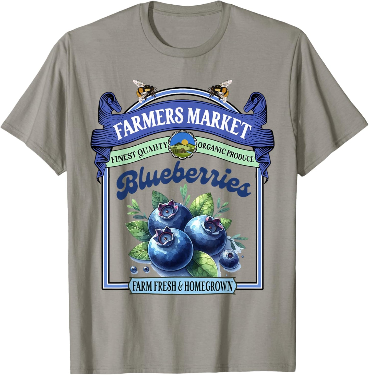 Farmers Market Fresh Gardening Farmers Market Blueberries T-Shirt - T-Shirt | Sand