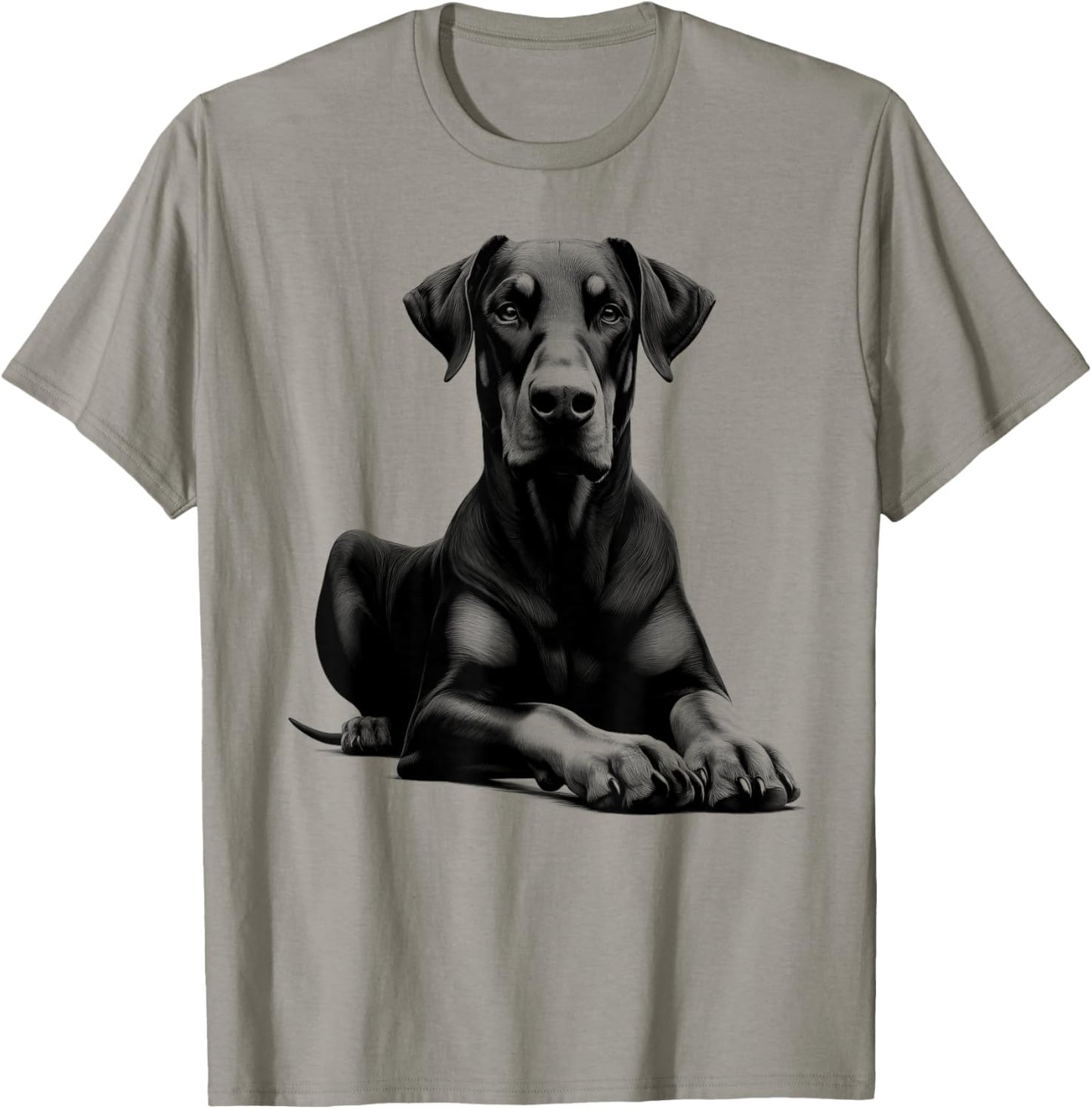 Cool Doberman with Floppy Ears in Lying Pose T-Shirt - T-Shirt | Sand