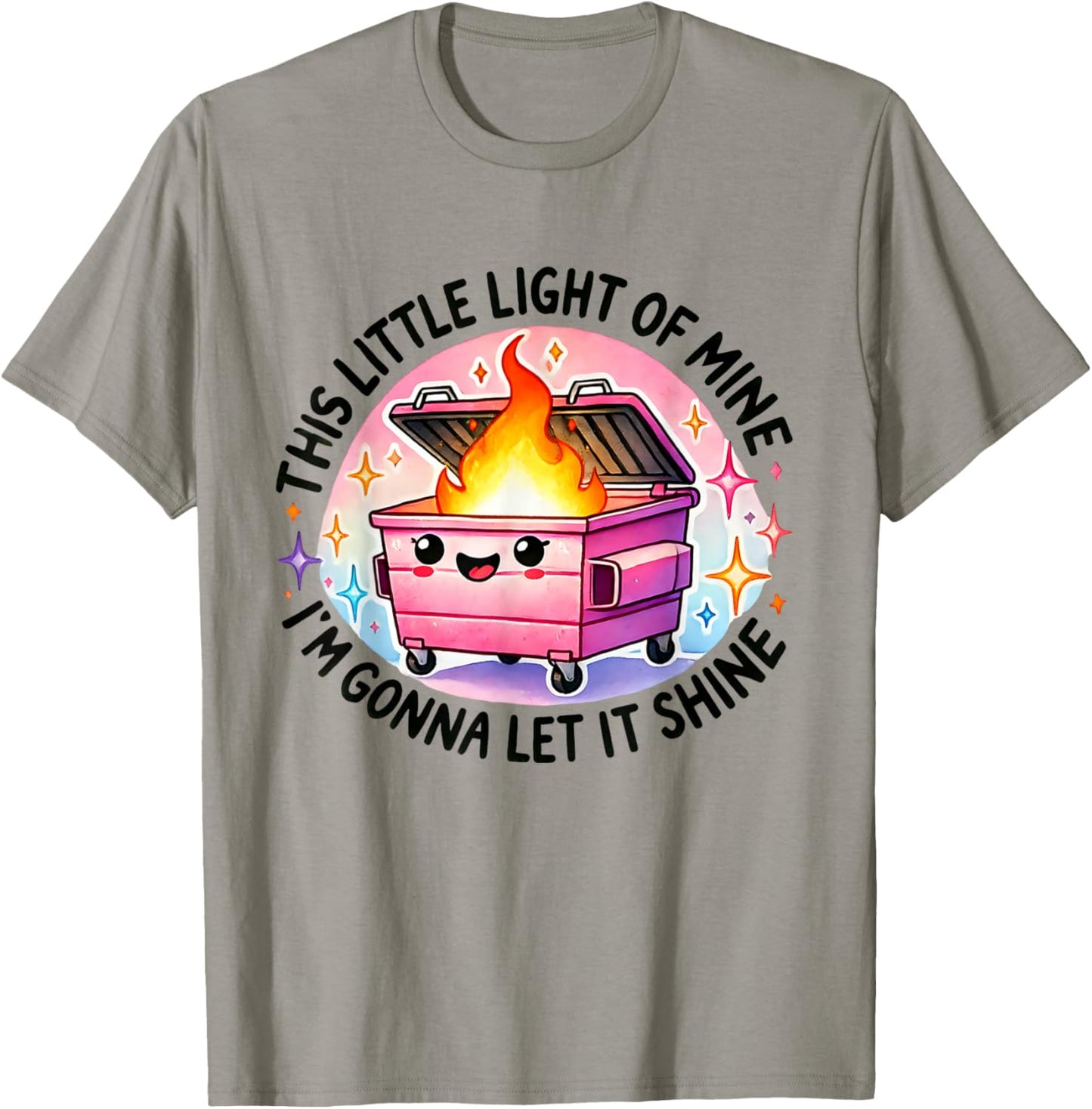 Funny I'm Gonna Let It Shine Dumpster Fire -Adults White Modern Cartoon Small T-Shirt - T-Shirt | Sand