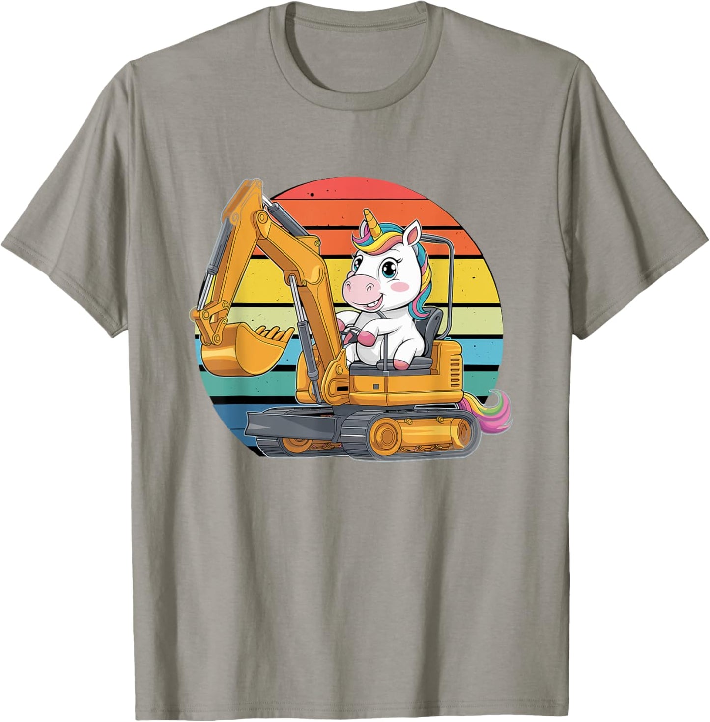 Retro Unicorn Excavator Operator Construction Excavators T-Shirt - T-Shirt | Sand