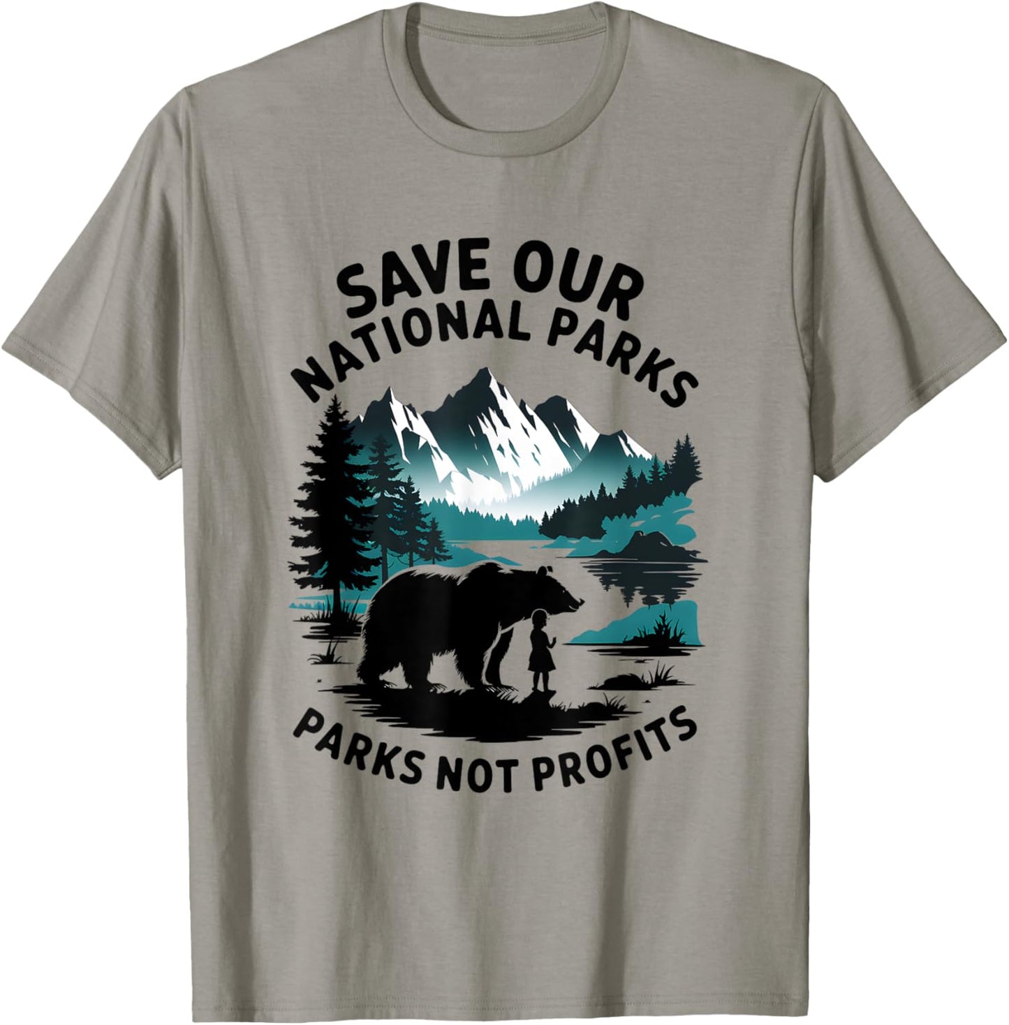 Save Our National Parks Mountain Grizzly Bear T-Shirt - T-Shirt | Sand