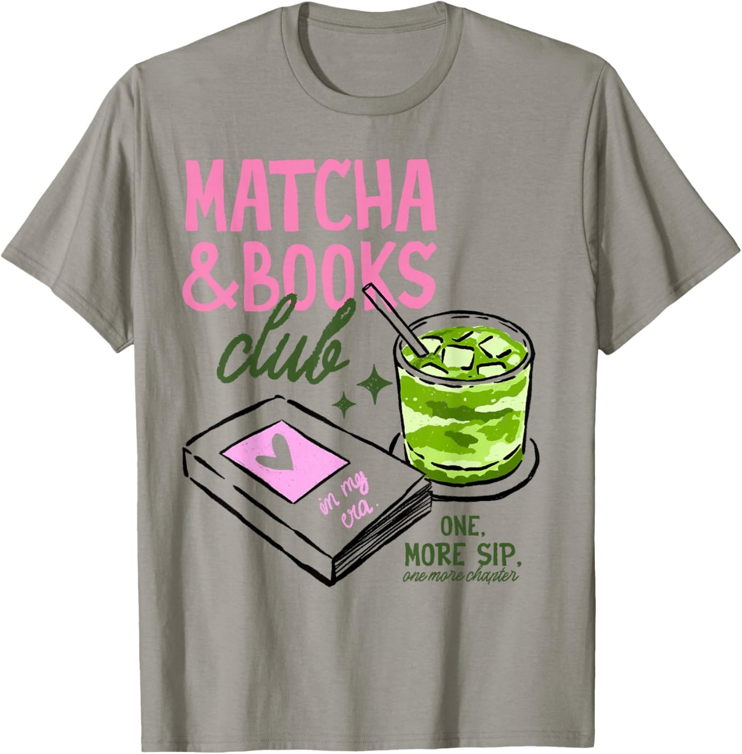 Matcha & Books Club Funny Green Tea Latte Lovers T-Shirt - T-Shirt | Sand