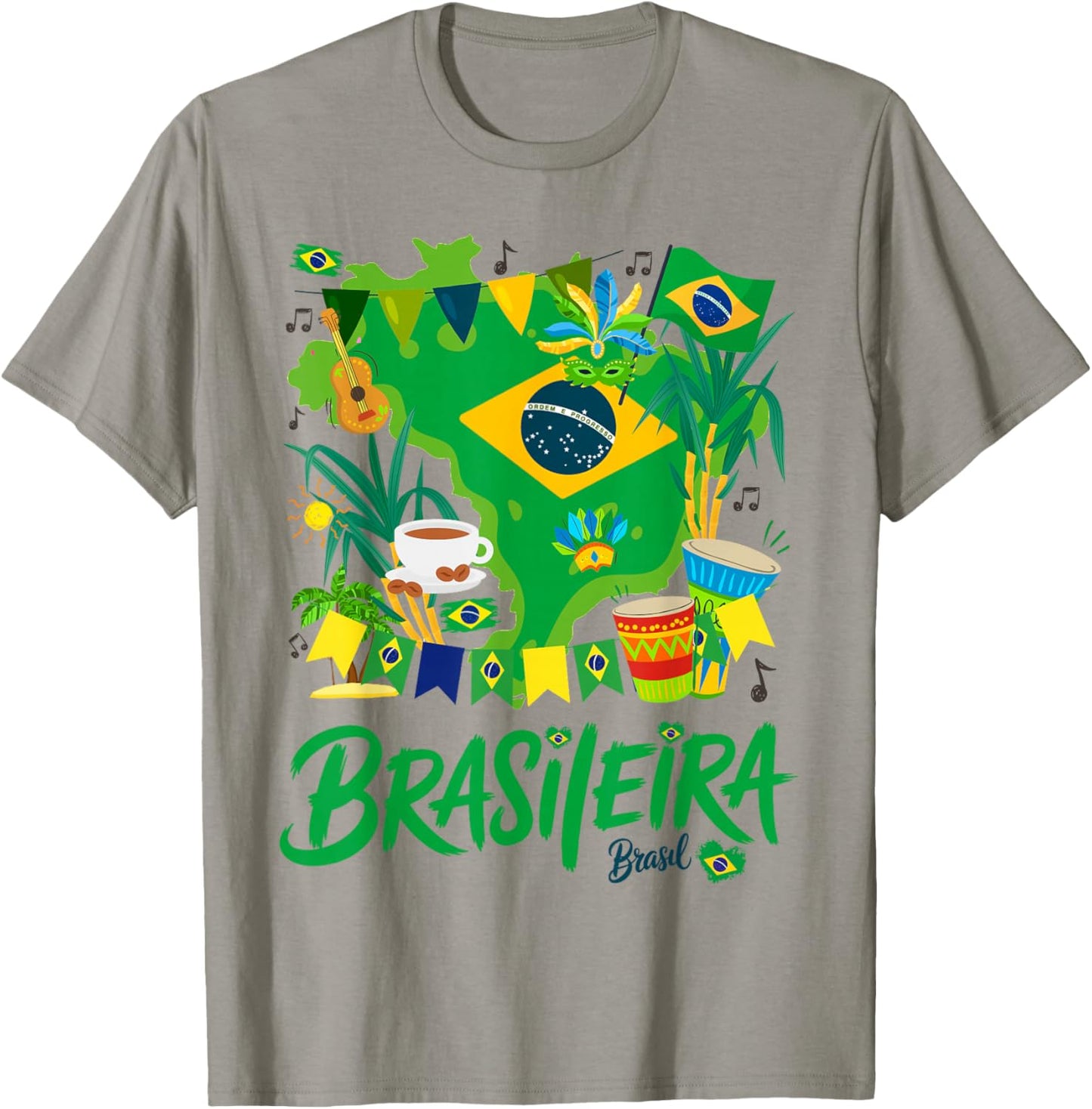 Brasil Flag Outfit Idea for Kids Brazilian Themed Brasileira T-Shirt - T-Shirt | Sand