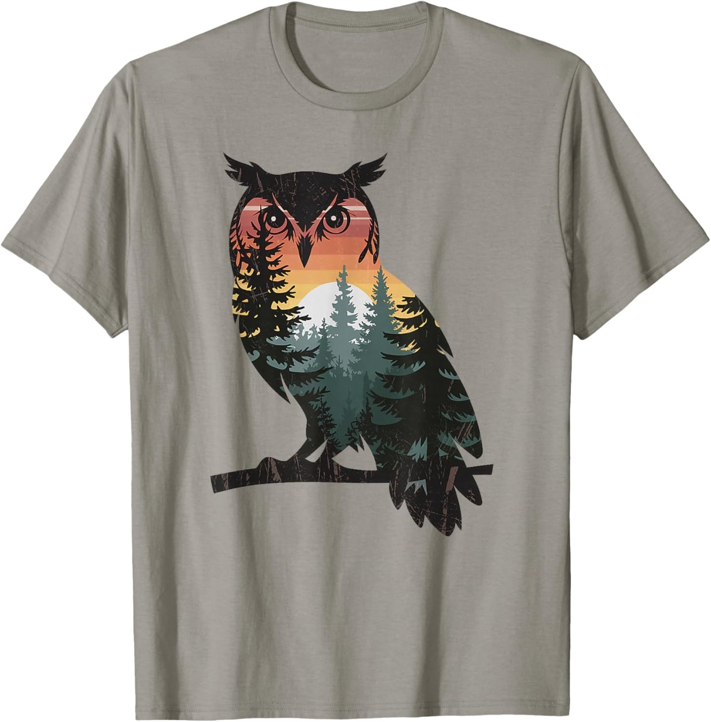 Owl Hunting Hiking Outdoor Camping Forest Men Women Owl T-Shirt - T-Shirt | Sand