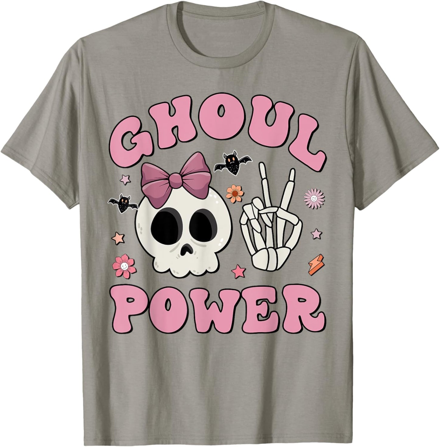 Retro Ghoul Power Halloween Girl Power Skull Toddler Kids T-Shirt - T-Shirt | Sand