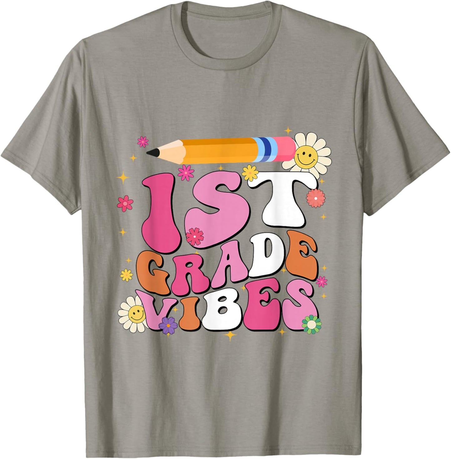 First Day Of School 1st Grade Vibes Boy Girl Back to School T-Shirt - T-Shirt | Sand