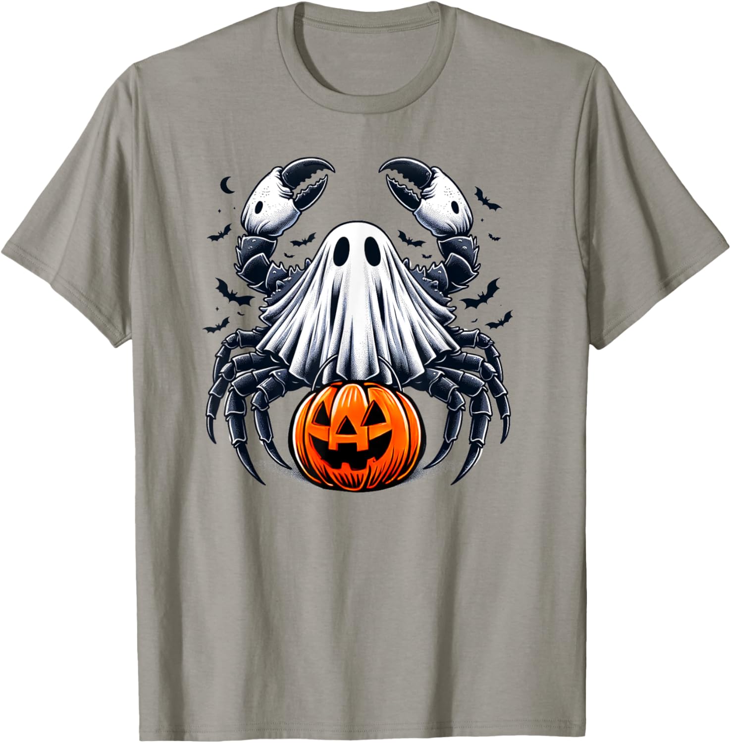 Spooky Crab Ghost Halloween Jackolantern Funny Shellfish T-Shirt - T-Shirt | Sand