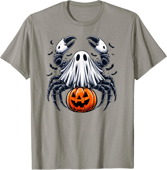 Spooky Crab Ghost Halloween Jackolantern Funny Shellfish T-Shirt - T-Shirt | Sand