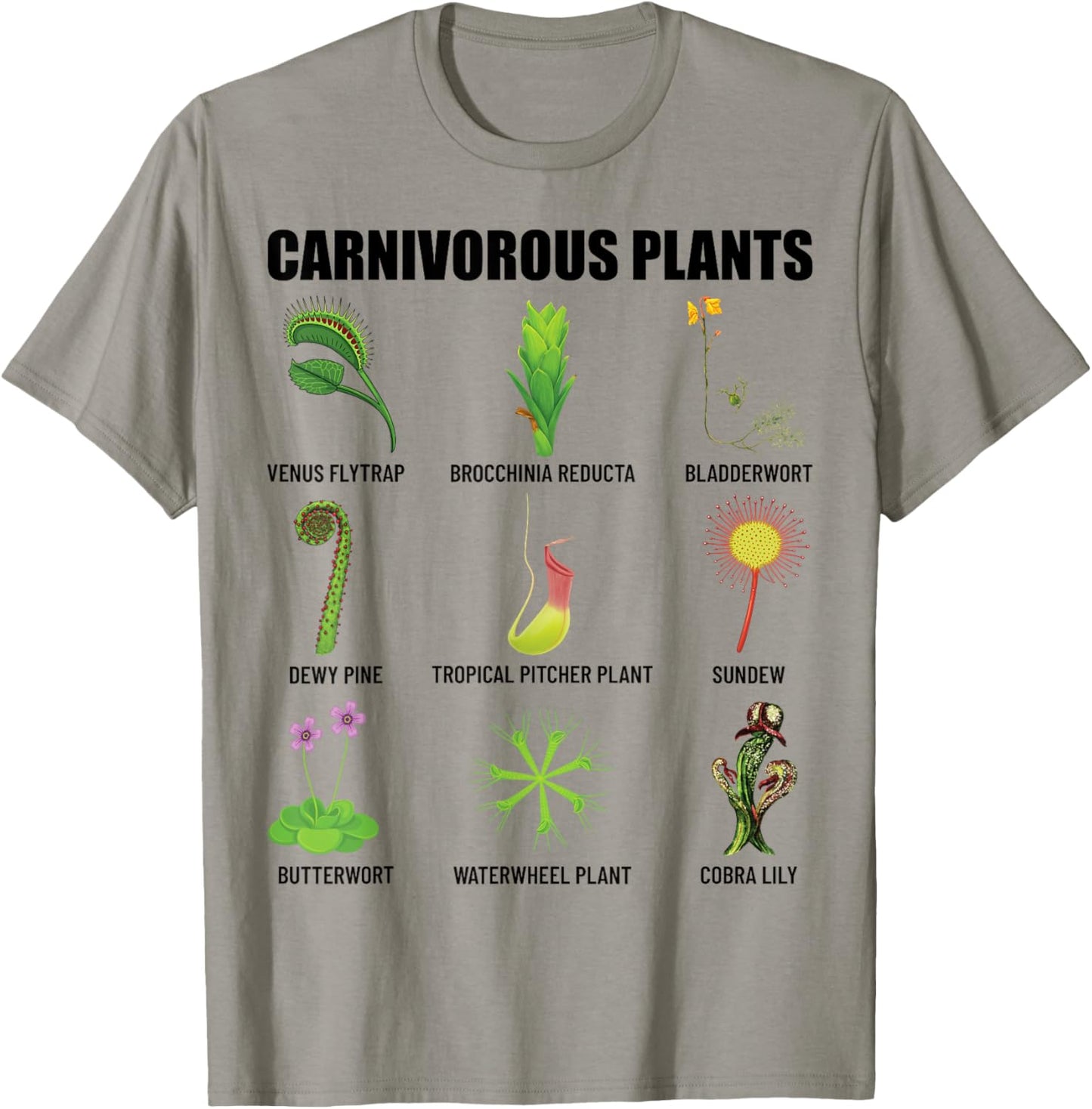 Carnivorous Plants Chart Venus Flytrap, Pitcher Plant T-Shirt - T-Shirt | Sand