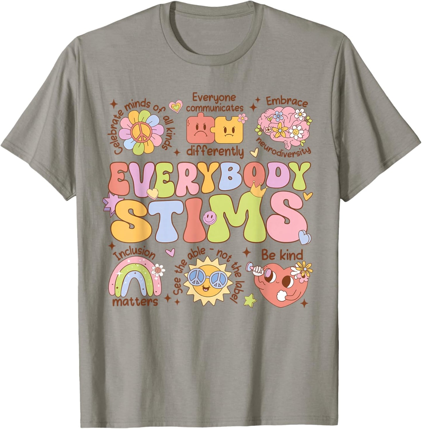 Everybody Stims Autism Awareness Special Education Teacher T-Shirt - T-Shirt | Sand
