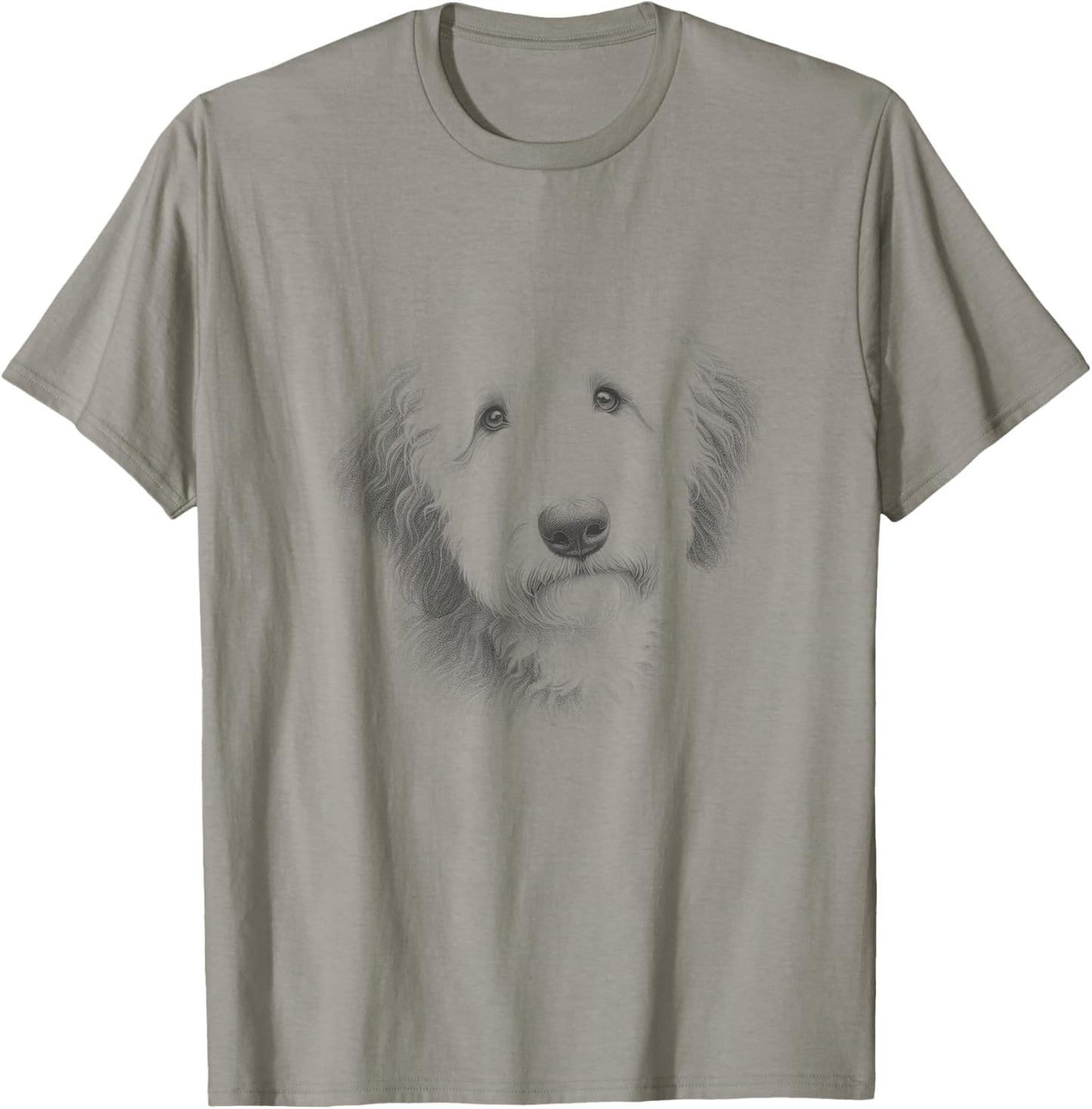 Vintage Sheepadoodle Face Art Design T-Shirt - T-Shirt | Sand