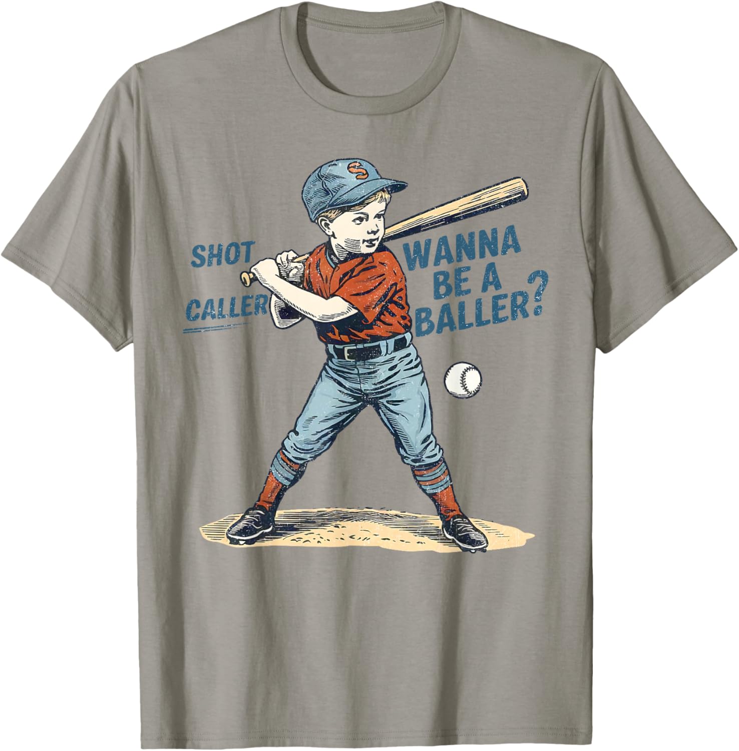 Vintage Wanna Be Retro Baller Shot Caller Baseball Game Day T-Shirt - T-Shirt | Sand