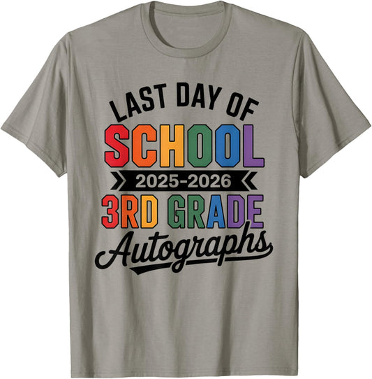 Awesome 3rd Grade Last Day 2026 Autographs Sign My Art Team T-Shirt - T-Shirt | Sand