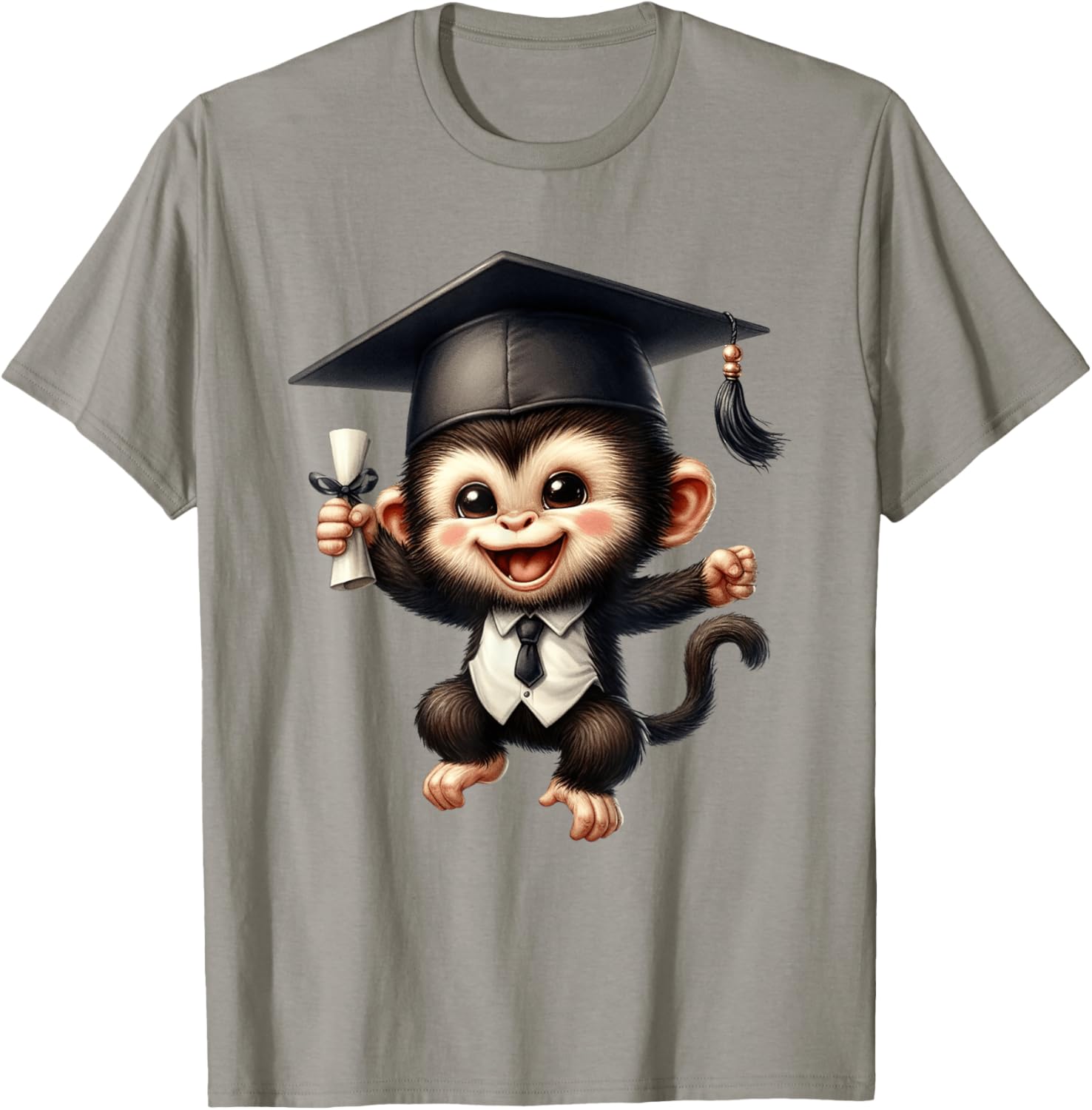 Cute Monkey Graduate Diploma Academic Celebration T-Shirt - T-Shirt | Sand