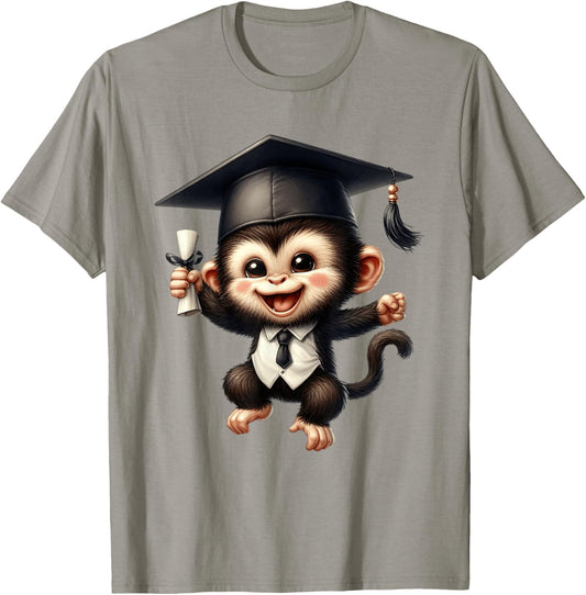 Cute Monkey Graduate Diploma Academic Celebration T-Shirt - T-Shirt | Sand