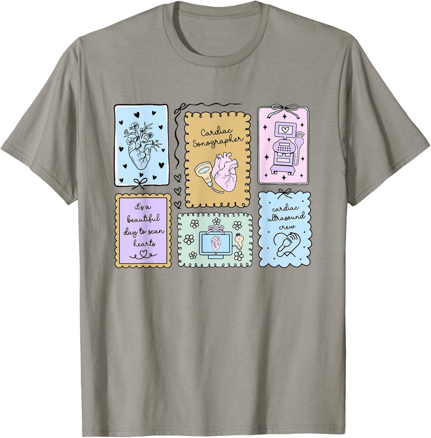 Cardiac Sonographer Ultrasound Stamp Echo Tech Sonography T-Shirt - T-Shirt | Sand