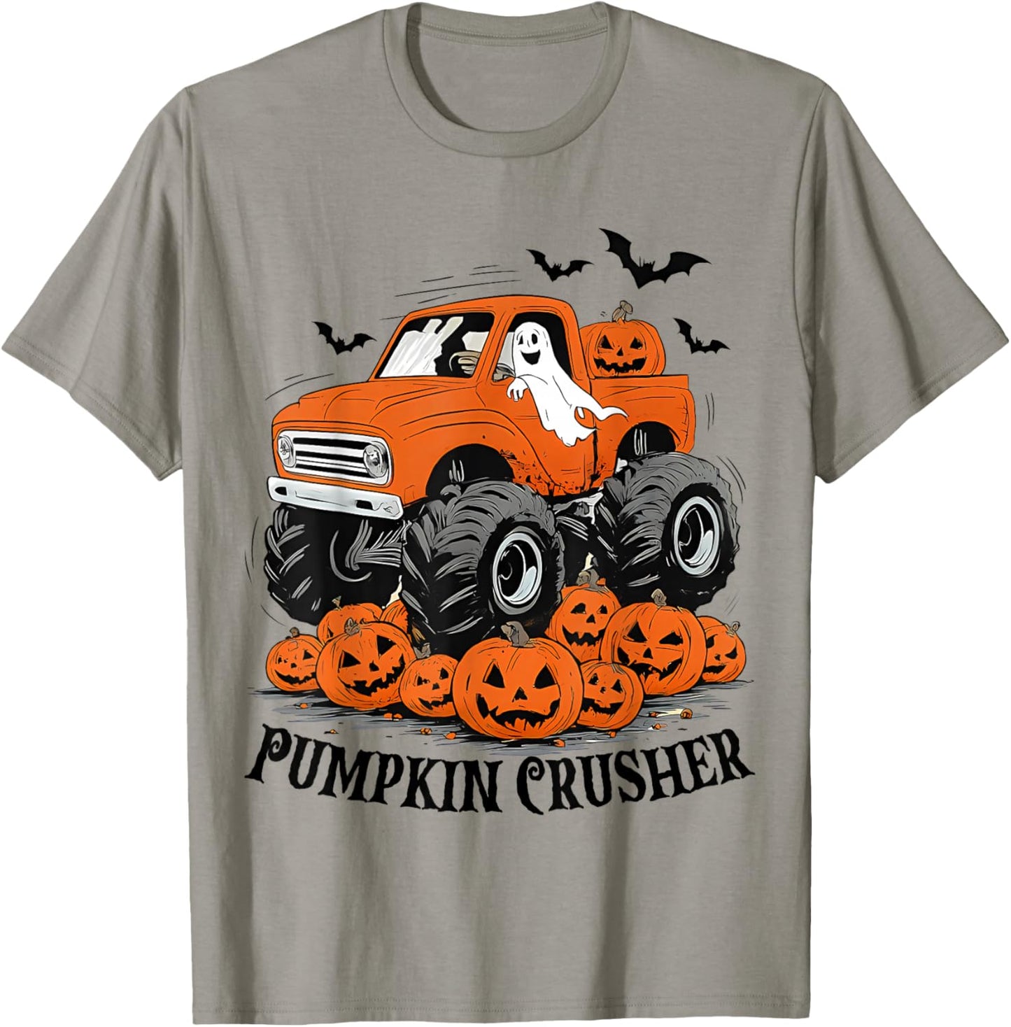 Kids Halloween Pumpkin Crusher Monster Truck Toddler Boys T-Shirt - T-Shirt | Sand