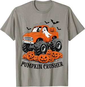 Kids Halloween Pumpkin Crusher Monster Truck Toddler Boys T-Shirt - T-Shirt | Sand