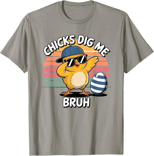 Chicks Dig Me Easter Toddler Boys Men Happy Easter T-Shirt - T-Shirt | Sand