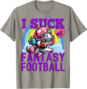 I Suck at Fantasy Football Unicorn Rainbow Loser Men T-Shirt - T-Shirt | Sand