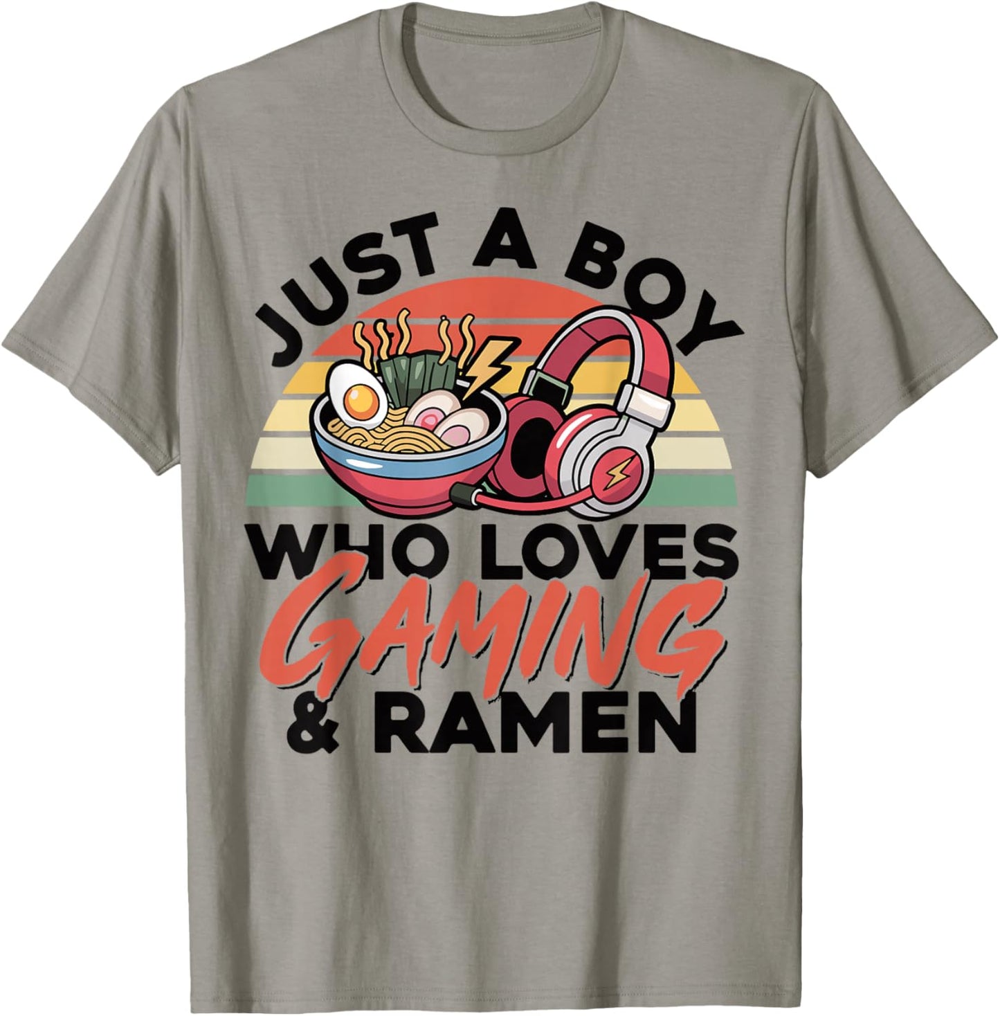 Gaming Just A Boy Who Loves Ramen Gaming Retro Gamer T-Shirt - T-Shirt | Sand