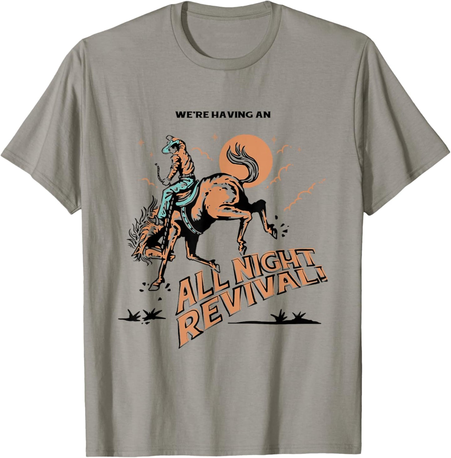 All Night Revival Cowboy Country Retro T-Shirt - T-Shirt | Sand