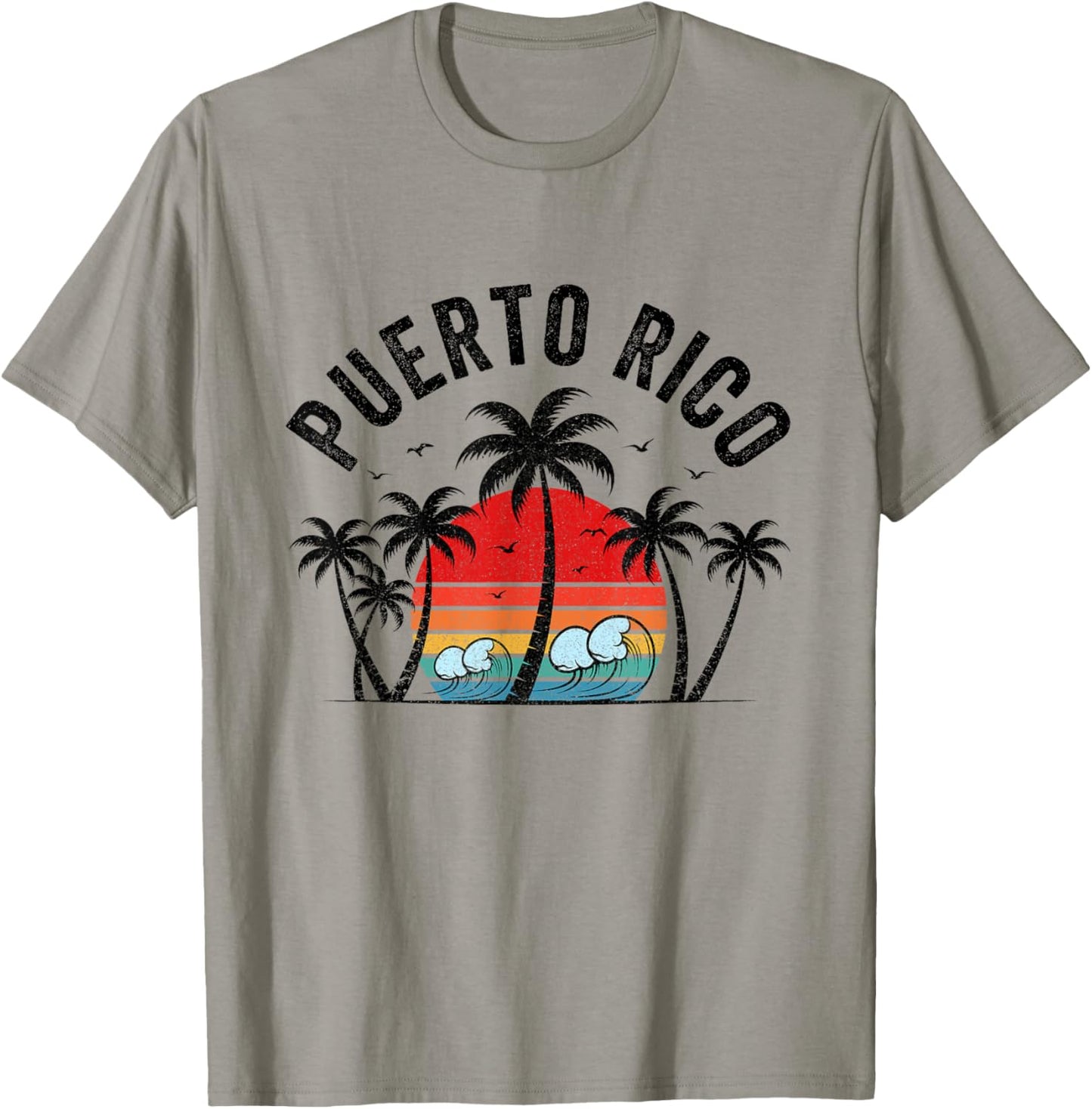 Puerto Rico Beach Sunset Surf Palm Trees Vintage T-Shirt - T-Shirt | Sand