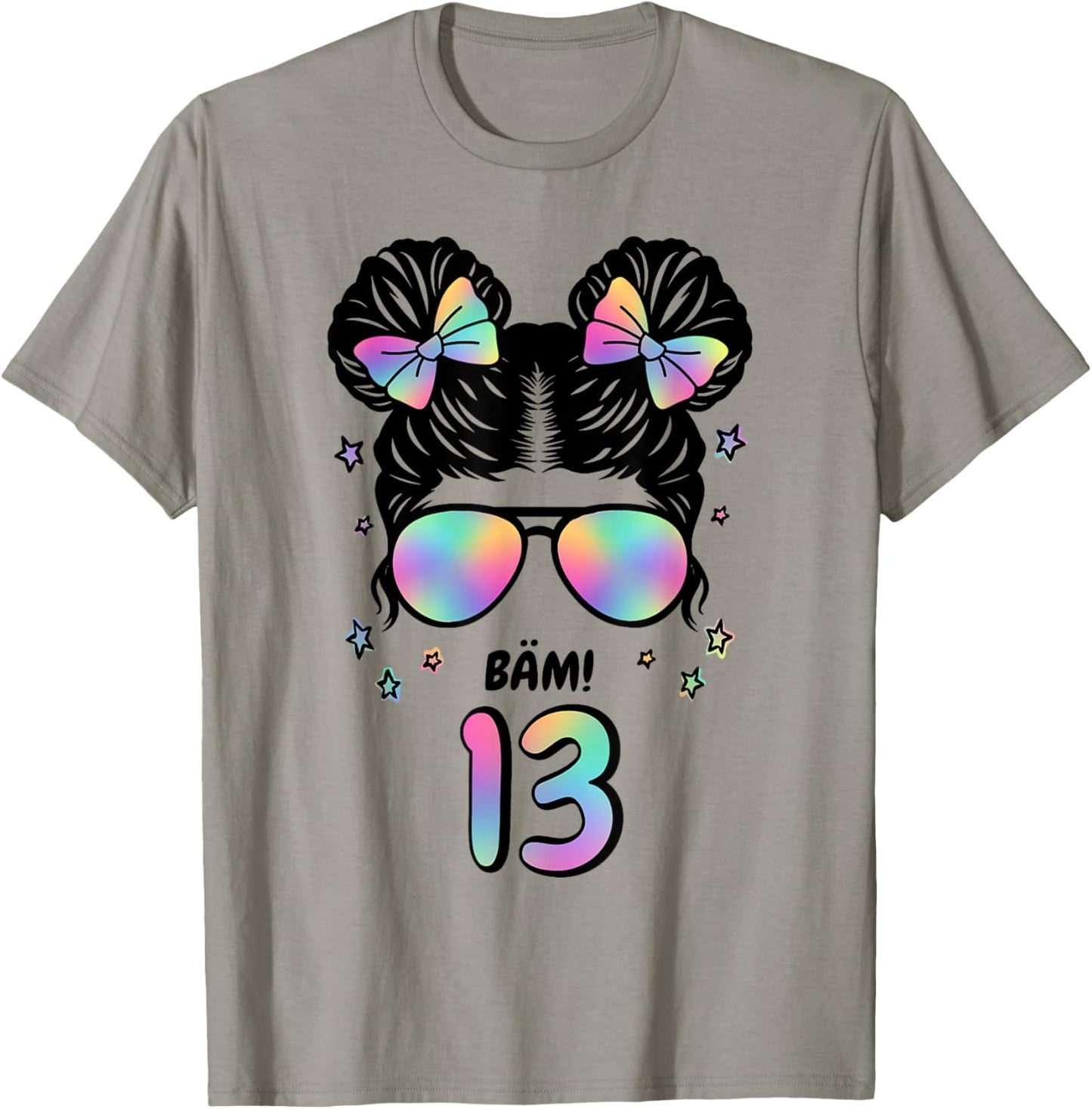 13th Birthday Girl Messy Bun Bäm! 13 T-Shirt - T-Shirt | Sand
