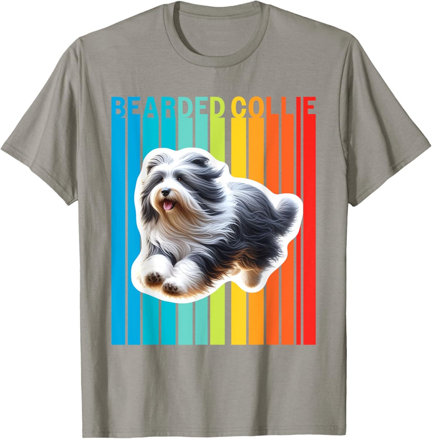 Colorful Bearded Collie T-Shirt - T-Shirt | Sand